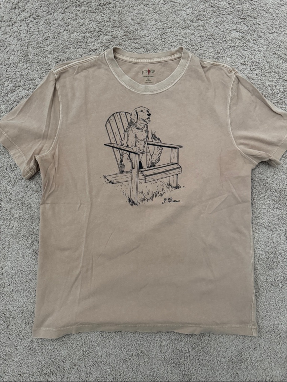 J. Crew Men's Tan Graphic Dog Chair Tee